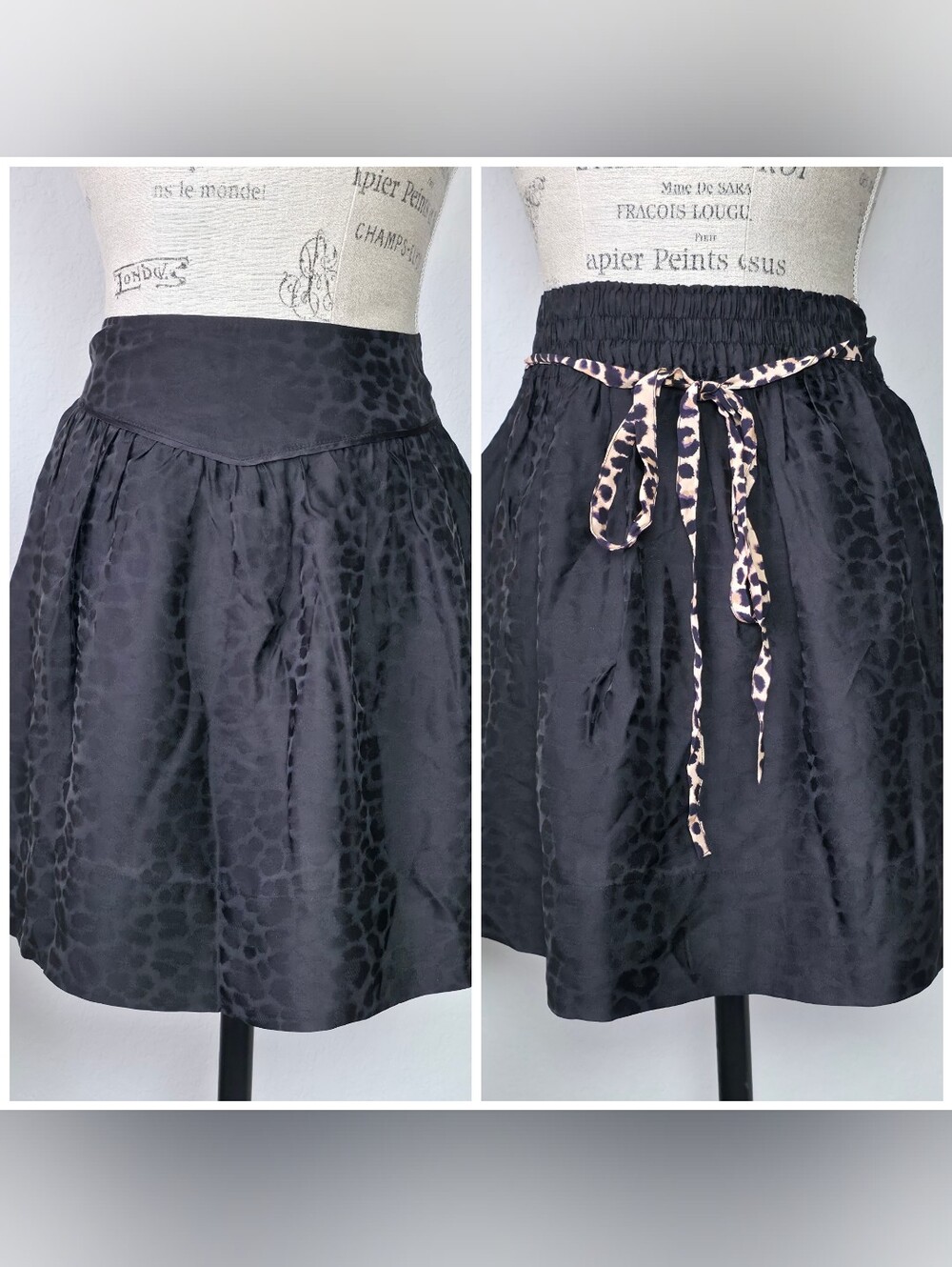 Zadig & Voltaire Black Animal-print Jacquard Mini Skirt, Silk Blend, Size 34/XS